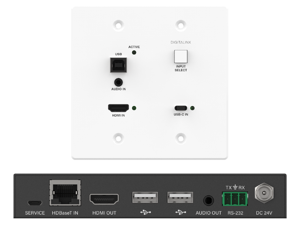 DigitaLinx DL-1H1A1UC-WPKT-W HDMI & USB-C HDBaseT Wall Plate Extension Set