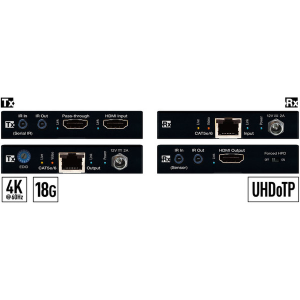 Key Digital KD-EX18G 4K HDR HDMI Extender Transmitter and Receiver Kit