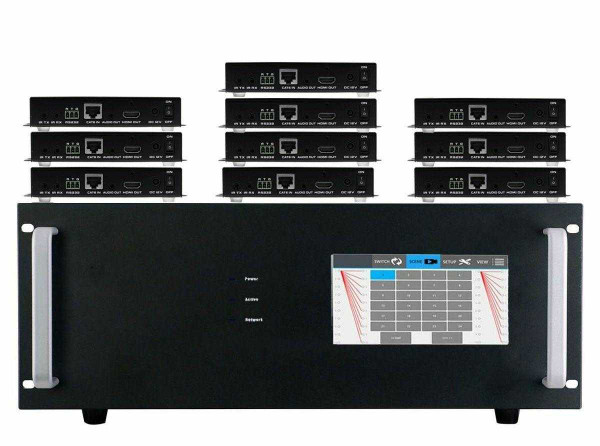 WolfPack 4K 30 Hz 10x10 HDMI Matrix Switcher w/Touch Screen & HDMI over CAT6 Extenders