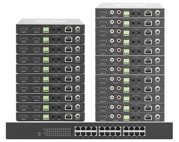 PoE 10x12 AV Over IP Matrix Switch w/W10 Control