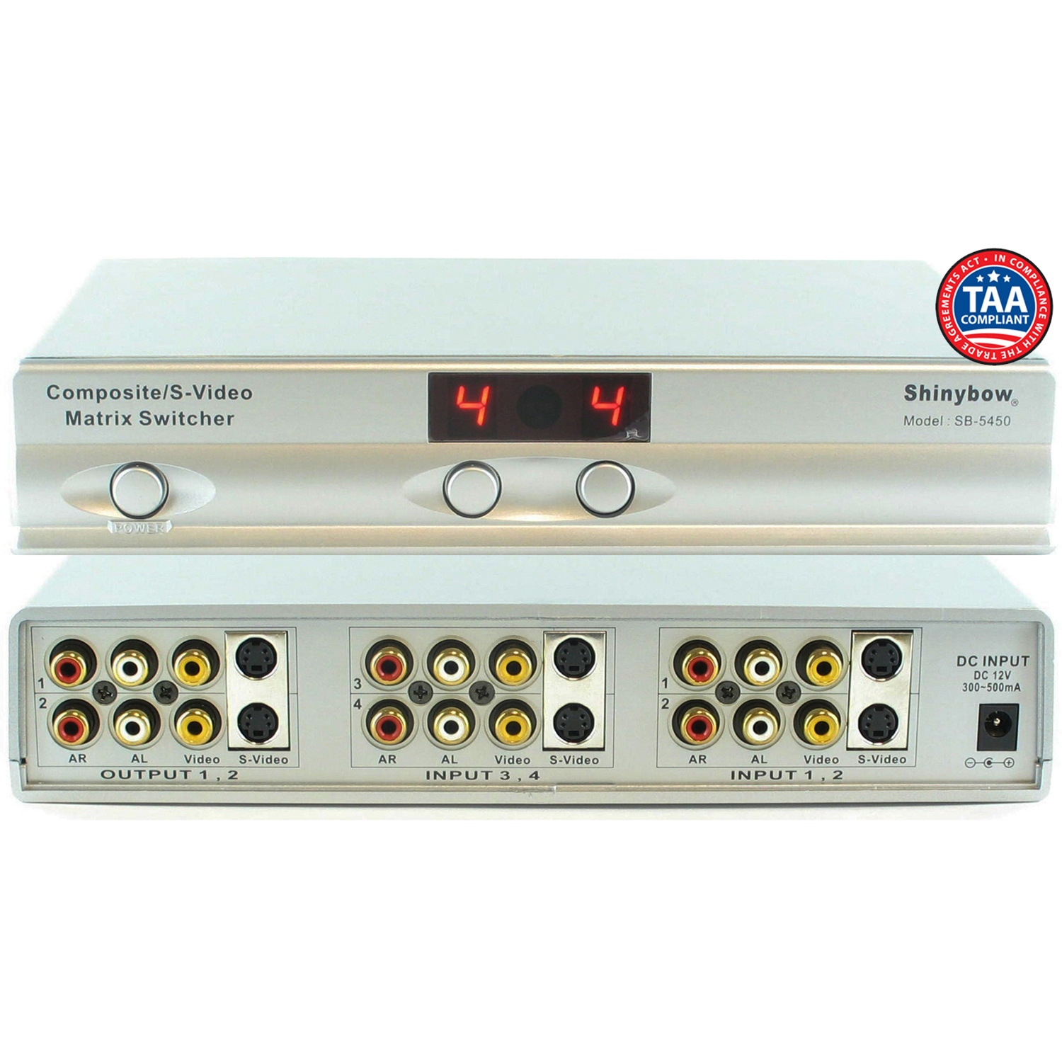 テレビ SHINYBOW SB-5450 Shinybow SB-5450 4x2 S-Video Video/Analog Audio Matrix Switcher