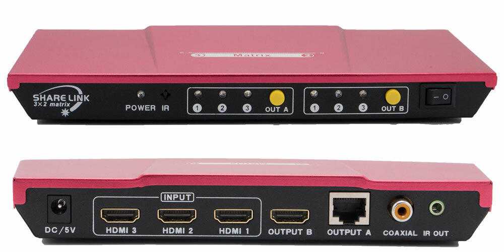 4K 3X2 HDMI Matrix Switcher with & CAT5 Outputs, WolfPack