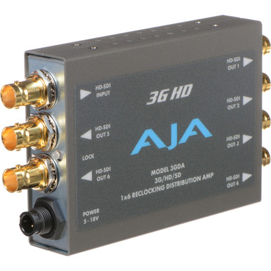 AJA 3GDA 1x6 3G/HD/SD Reclocking Distribution Amplifier