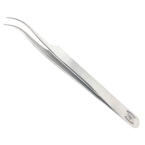 SS Forceps, 4.5", Curved, Needle Point, Serrated
