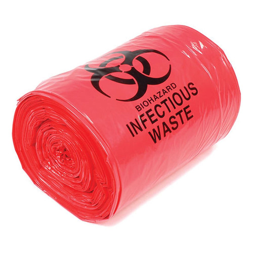 10 Gallon 24" x 24" Red Isolation Infectious Waste Bag / Biohazard Bags 1000/CS