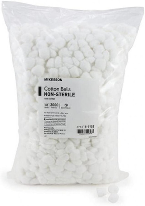 Cotton Balls, 100% Cotton, Medium, Single Use, White, Non-Sterile, 2000/Bag, 2 bags/Case
