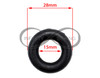 Singer Domestic Sewing Machine Bobbin Winder Small Rubber Drive Ring Belt Tire (Part No: 15287). This durable rubber winder offers a flexible fit for most sewing machines, including Singer models like 201K, 99K, 28K, 66K, 128K, 15K, and 185K. With approximate dimensions of 28mm outer diameter, 15mm inner diameter, and 6mm thickness, it ensures a snug fit around your machine's pulley. Please note it's not compatible with Singer 1890's 128K/28K V2 version. Made in Japan for reliable quality.