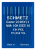 Schmetz 134 PCL Size 100 Industrial Sewing Machine Needles Pack of 10 Narrow Wedge Point Left Groove for twin-needle lockstitch