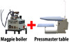 MAGPIE 5-LITRE COMMERCIAL IRONING BOILER AND IRON WITH PRESSMASTER EXTRA WIDE HEATED VACUUM TABLE BUNDLE