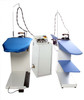 Speedy Twin industrial ironing boiler system with two professional steam irons pressmaster extra wide turbo vacuum heated ironing table for commercial laundry de-Luxe vacuum and thermostatically heated ironing table (117cm x 40cm) dual operator commercial ironing bundle for hotels, laundries, garment production
