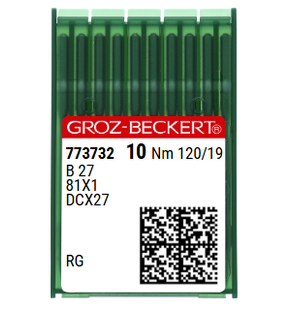 Groz Beckert B27 NM 120 Size 19 Overlock Needle RG Round Point Pack of 10 Groz Beckert B27 NM 120 Size 19 Overlock Needle RG Round Point Pack of 10