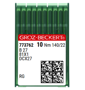 Groz Beckert B27 NM 140 Size 22 Overlock Needle RG Round Point Pack of 10 Groz Beckert B27 NM 140 Size 22 Overlock Needle RG Round Point Pack of 10
