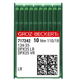 Groz Beckert 134-35LR Size 110 NM 110 Size 18 Industrial Leather Sewing Machine Needles Pack of 10 reverse twist point Groz Beckert 134-35LR Size 110 NM 110 Size 18 Industrial Leather Sewing Machine Needles Pack of 10 reverse twist point