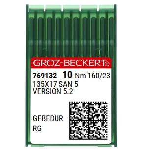 Groz Beckert 135x17 SAN 5 GEBEDUR Size 160 NM 160 Size 23 Industrial Sewing Needles – Titanium Coated for Technical Textiles – Pack of 10 Groz Beckert 135x17 SAN 5 GEBEDUR Size 160 NM 160 Size 23 Industrial Sewing Needles – Titanium Coated for Technical Textiles – Pack of 10