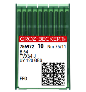 Groz Beckert B64 FFG SES Size 75 NM 75 Size 11 Light Ball Point Industrial Sewing Machine Needles Pack of 10