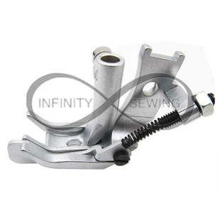 Sewing machine foot with text reading "Genuine Juki 6814 Top & Lower Blades For Industrial Overlock Machine" against a white background. Sewing machine foot with text reading "Genuine Juki 6814 Top & Lower Blades For Industrial Overlock Machine" against a white background.