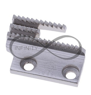 Industrial sewing machine feed dog replacement part. This durable 3-row feed dog is designed for straight stitch machines, ensuring smooth fabric feeding and consistent stitching quality.