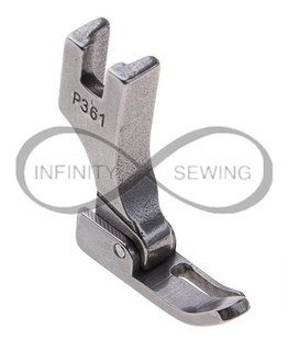 P361 Industrial Sewing Machines Zip Zipper Foot Narrow Left, showcasing its sleek and narrow design, ideal for precision stitching close to fabric edges, particularly for zipper installations. P361 Industrial Sewing Machines Zip Zipper Foot Narrow Left, showcasing its sleek and narrow design, ideal for precision stitching close to fabric edges, particularly for zipper installations.