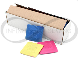 CH25M Mixed Tailors Chalk, presented in a convenient box containing 25 pieces. Perfect for sewing enthusiasts and professionals alike, this assortment of tailor's chalk.