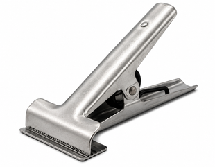 CL7 steel cloth clamp with 3 inch wide jaws for fabric cutting tables and textile cutting rooms