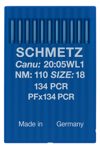 Schmetz 134 PCR Size 110 Industrial Sewing Machine Needles Pack of 10 Narrow Wedge Point Right Groove