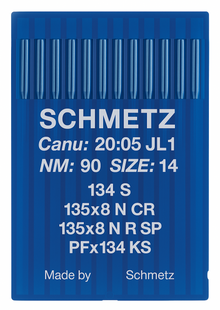 Schmetz 134 S Size 90 Industrial Sewing Machine Needles Pack of 10 Narrow Cross Point Schmetz 134 S Size 90 Industrial Sewing Machine Needles Pack of 10 Narrow Cross Point