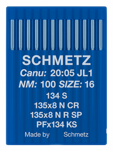 Schmetz 134 S Size 110 Industrial Sewing Machine Needles Pack of 10 Narrow Cross Point Schmetz 134 S Size 110 Industrial Sewing Machine Needles Pack of 10 Narrow Cross Point