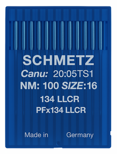Schmetz 134 LLCR Size 100 Industrial Sewing Machine Needles Pack of 10 twist point groove on right side