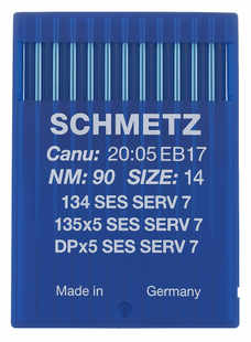 Schmetz 134 SES SERV 7 Size 90 Industrial Sewing Machine Needles Pack of 10 light ball point reinforced Schmetz 134 SES SERV 7 Size 90 Industrial Sewing Machine Needles Pack of 10 light ball point reinforced