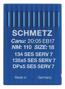 Schmetz 134 SES SERV 7 Size 110 Industrial Sewing Machine Needles Pack of 10 light ball point reinforced Schmetz 134 SES SERV 7 Size 110 Industrial Sewing Machine Needles Pack of 10 light ball point reinforced