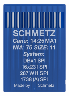 Schmetz 16X231 SPI Size 75 Industrial Sewing Machine Needles Pack of 10 Acute Round Point for woven and coated fabrics Schmetz 16X231 SPI Size 75 Industrial Sewing Machine Needles Pack of 10 Acute Round Point for woven and coated fabrics