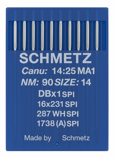 Schmetz 16X231 SPI Size 90 Industrial Sewing Machine Needles Pack of 10 Acute Round Point for woven and coated fabrics