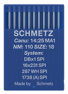 Schmetz 16X231 SPI Size 110 Industrial Sewing Machine Needles Pack of 10 Acute Round Point for dense woven fabrics Schmetz 16X231 SPI Size 110 Industrial Sewing Machine Needles Pack of 10 Acute Round Point for dense woven fabrics