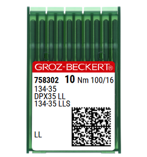 Groz Beckert 134-35LL Size 100 NM 100 Size 16 Twist Point Industrial Sewing Machine Needles Pack of 10 for leather lockstitch Groz Beckert 134-35LL Size 100 NM 100 Size 16 Twist Point Industrial Sewing Machine Needles Pack of 10 for leather lockstitch