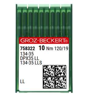 Groz Beckert 134-35LL Size 120 NM 120 Size 19 Twist Point Industrial Sewing Machine Needles Pack of 10 for leather lockstitch Groz Beckert 134-35LL Size 120 NM 120 Size 19 Twist Point Industrial Sewing Machine Needles Pack of 10 for leather lockstitch