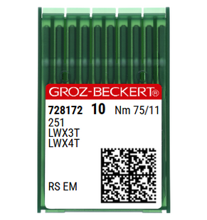 Groz Beckert 251 Size 75 NM 75 Size 11 Blindstitch Sewing Machine Needles RS EM Pack of 10 for trousers and suit hemming Groz Beckert 251 Size 75 NM 75 Size 11 Blindstitch Sewing Machine Needles RS EM Pack of 10 for trousers and suit hemming