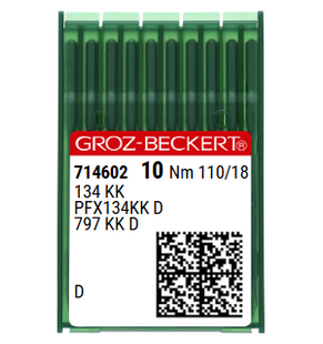 Groz Beckert 134KKD Size 110 NM 110 Size 18 Industrial Sewing Machine Needles Pack of 10 with triangular point for leather clothing, shoes and accessories Groz Beckert 134KKD Size 110 NM 110 Size 18 Industrial Sewing Machine Needles Pack of 10 with triangular point for leather clothing, shoes and accessories