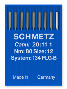 Schmetz 134 FLG-B Size 80 Industrial Sewing Machine Needles Pack of 10 Standard Round Point for medium fabrics