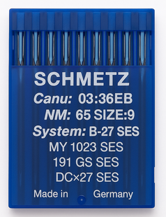 Schmetz B27 SES Size 65 light ball point industrial sewing machine needles pack of 10