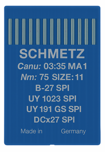 Schmetz B27 SPI Size 75 acute round point industrial sewing machine needles pack of 10