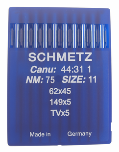 Schmetz 149X5 Size 75 industrial sewing machine needles pack of 10 for chainstitch sewing on light to medium fabrics
