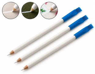 MP170-W(P) Sew Mate white 170mm cloth marking pencils 3 pack with brush cap