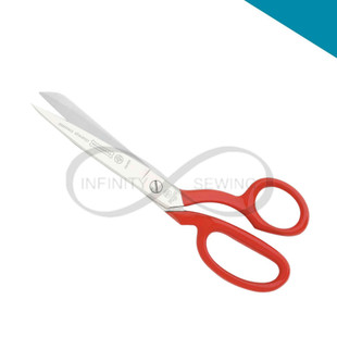 Crafted for precision and durability, these nickel-plated sewing scissors with red enamel handles effortlessly cut through various fabrics, including denim and leather. The serrated lower blade ensures secure material grip for accurate and seamless cutting. Crafted for precision and durability, these nickel-plated sewing scissors with red enamel handles effortlessly cut through various fabrics, including denim and leather. The serrated lower blade ensures secure material grip for accurate and seamless cutting.