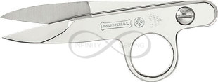 The Mundial 811 4-1/2" Curved Thread Snips featuring Chrome Plating. Crafted for intricate cutting tasks, this image captures the sleek design and precision of these thread snips. Ideal for various sewing and crafting projects, the curved design ensures exceptional control and accuracy. Chrome plating adds durability and a touch of elegance to this essential tool. Elevate your cutting experience with Mundial—where quality meets precision. The Mundial 811 4-1/2" Curved Thread Snips featuring Chrome Plating. Crafted for intricate cutting tasks, this image captures the sleek design and precision of these thread snips. Ideal for various sewing and crafting projects, the curved design ensures exceptional control and accuracy. Chrome plating adds durability and a touch of elegance to this essential tool. Elevate your cutting experience with Mundial—where quality meets precision.