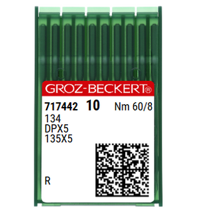 Groz Beckert 134R Size 60 Industrial Sewing Machine Needles Pack of 10 NM 60 Size 8 DPX5 135X5 135X7 compatible. Groz Beckert 134R Size 60 Industrial Sewing Machine Needles Pack of 10 NM 60 Size 8 DPX5 135X5 135X7 compatible.