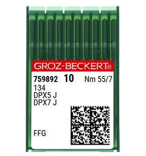 Groz Beckert 134 FFG SES Size 55 NM 55 Size 7 Light Ball Point Industrial Sewing Needles Pack of 10 for jersey and fine knits. Groz Beckert 134 FFG SES Size 55 NM 55 Size 7 Light Ball Point Industrial Sewing Needles Pack of 10 for jersey and fine knits.