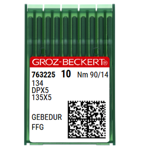 Groz Beckert 134FFG SES GEBEDUR NM 90 Size 14 Titanium Coated Light Ball Point Sewing Needles.