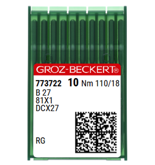 Groz Beckert B27 NM 110 Size 18 Overlock Needle RG Round Point Pack of 10 Groz Beckert B27 NM 110 Size 18 Overlock Needle RG Round Point Pack of 10