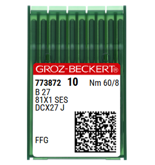 Groz Beckert B27 FFG SES NM 60 Size 8 Overlock Needle Light Ball Point Pack of 10 Groz Beckert B27 FFG SES NM 60 Size 8 Overlock Needle Light Ball Point Pack of 10