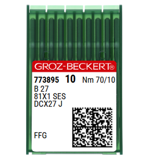 Groz Beckert B27 FFG SES NM 70 Size 10 Overlock Needle Light Ball Point Pack of 10 Groz Beckert B27 FFG SES NM 70 Size 10 Overlock Needle Light Ball Point Pack of 10